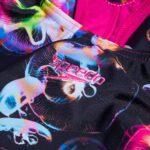 Girls Allover Splashback Black Electric Pink Indi 00 262 15930 3