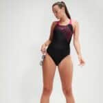 Speedo Medley Logo 1 Piece W, Black, Electric Pink